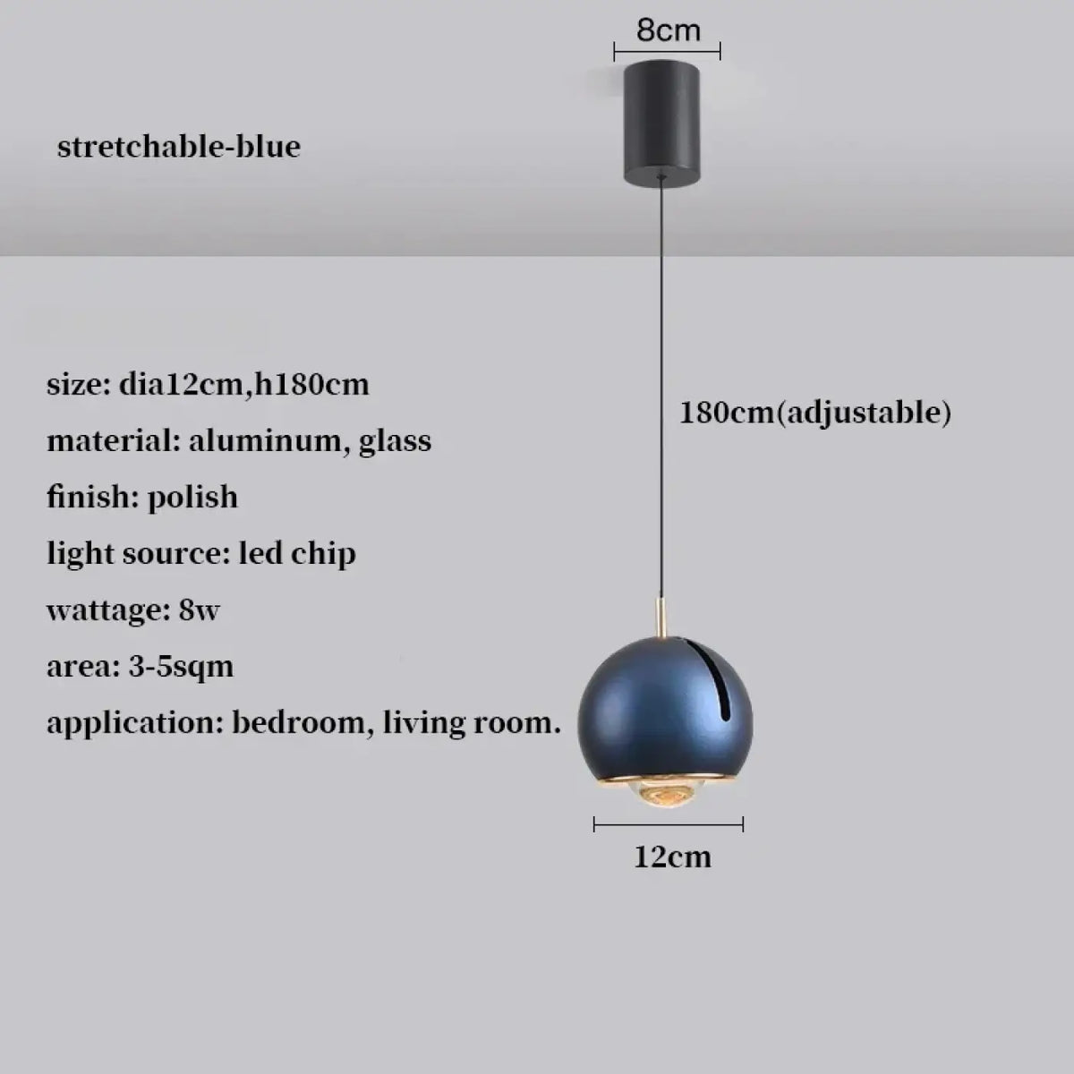 Suspension boule en verre effet miroir, sept coloris