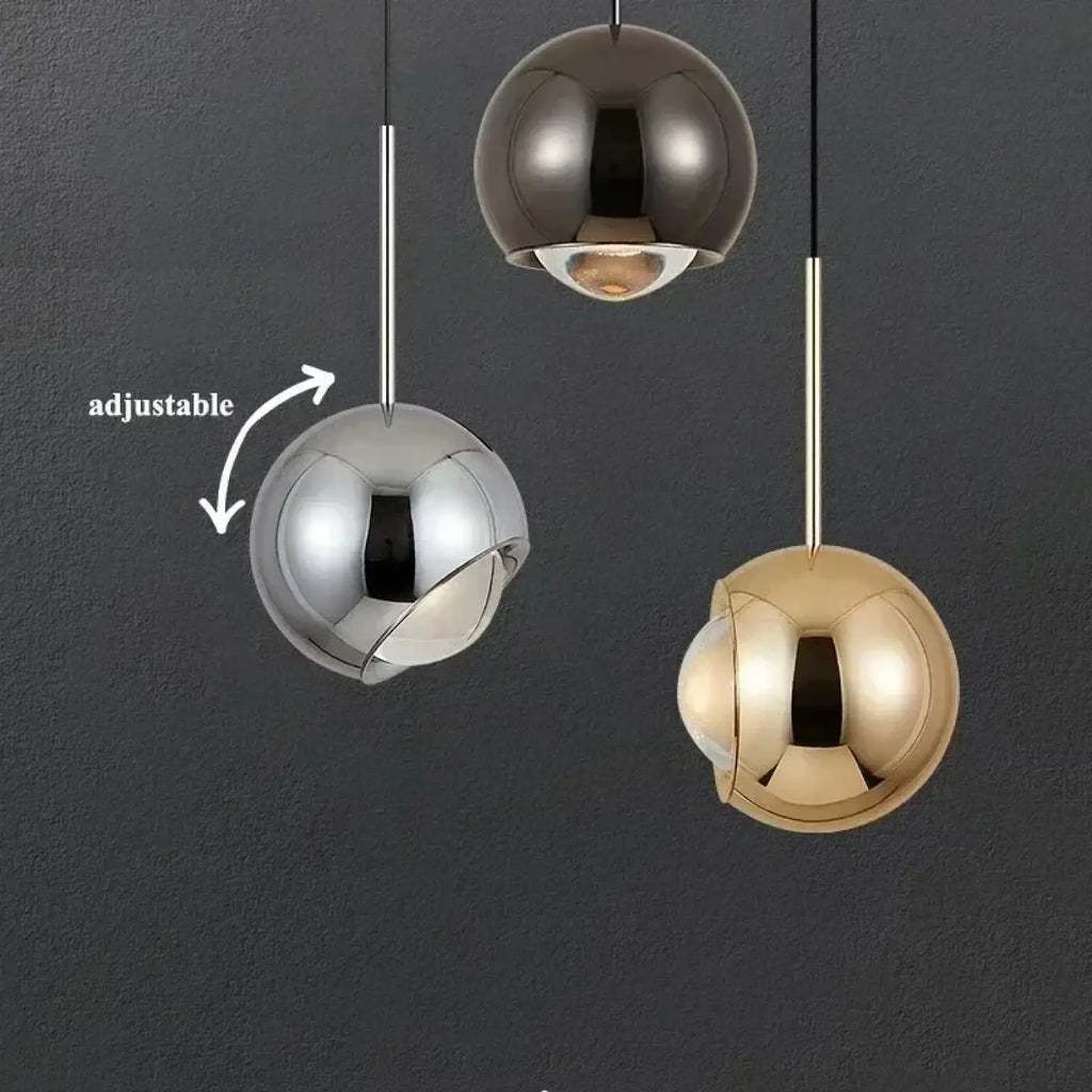 Suspension boule en verre effet miroir, sept coloris