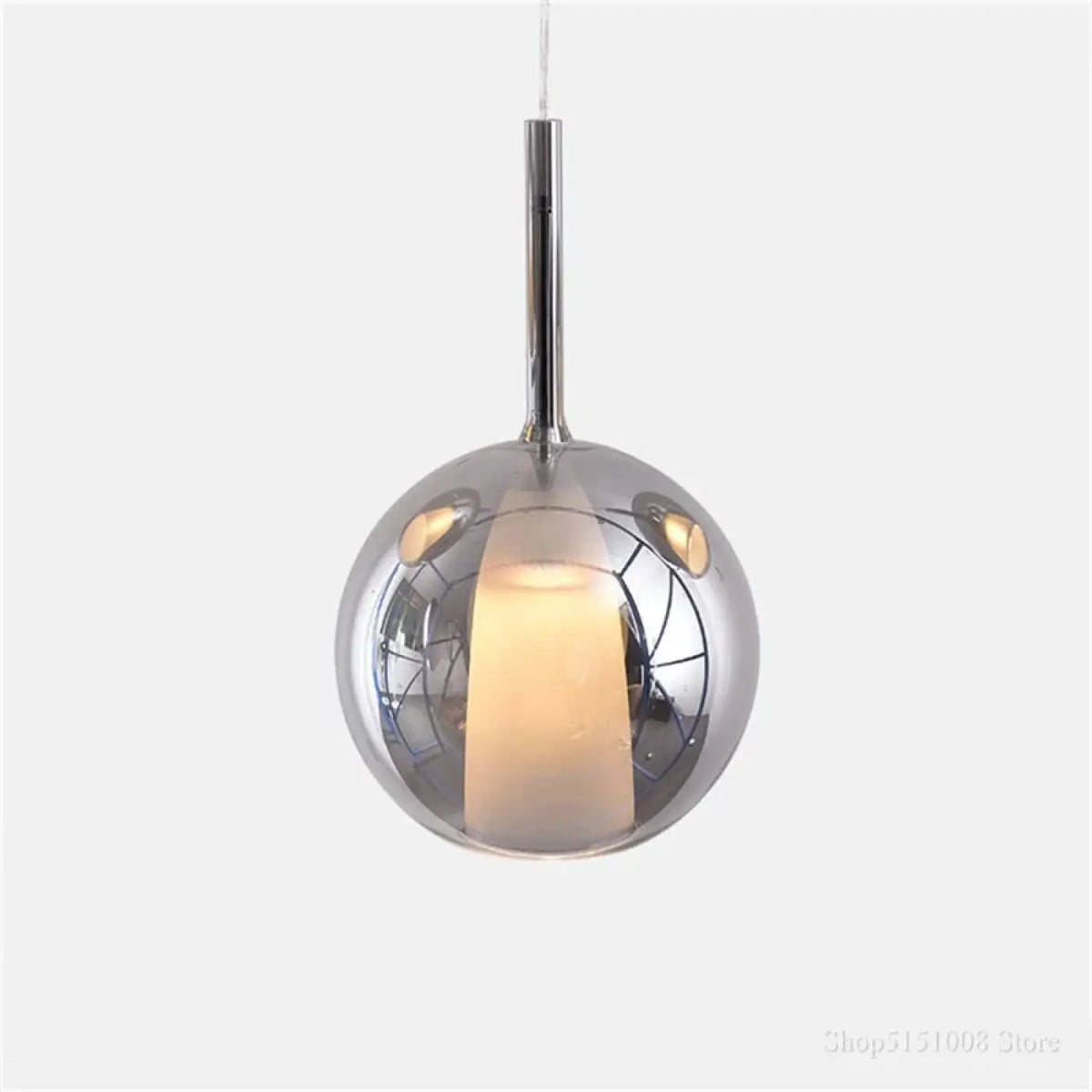 Suspension boule en verre teinté, quatre teintes dont or rose, gris