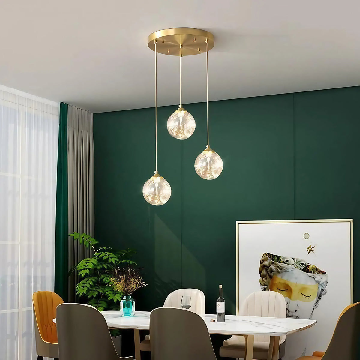Suspension boule en verre, sphère transparente, taille S ou M