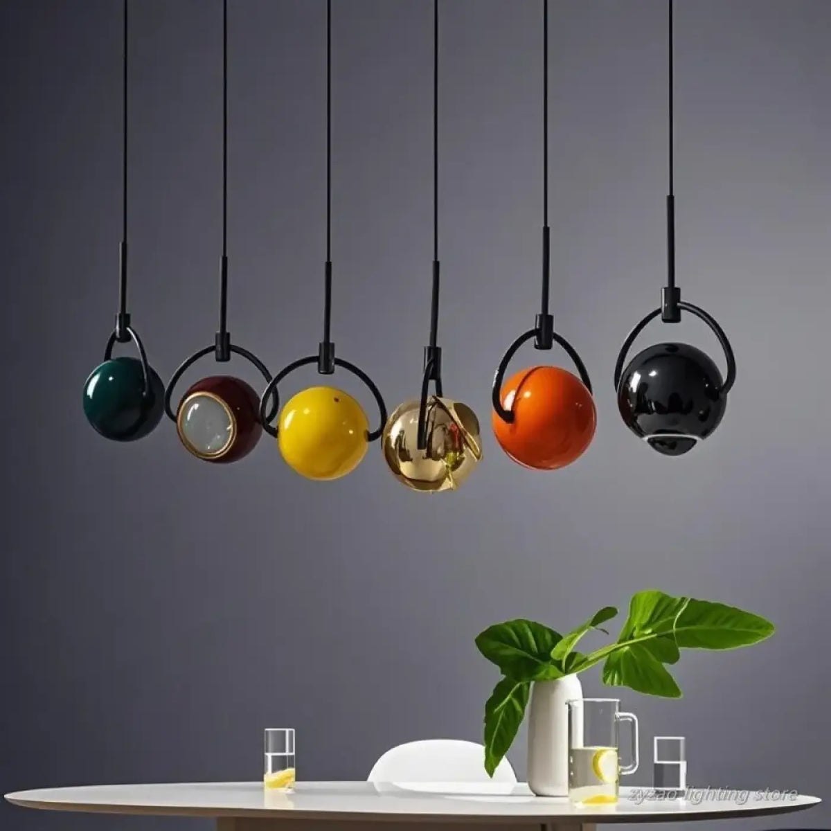 Suspension à boules lumineuses, style contemporain