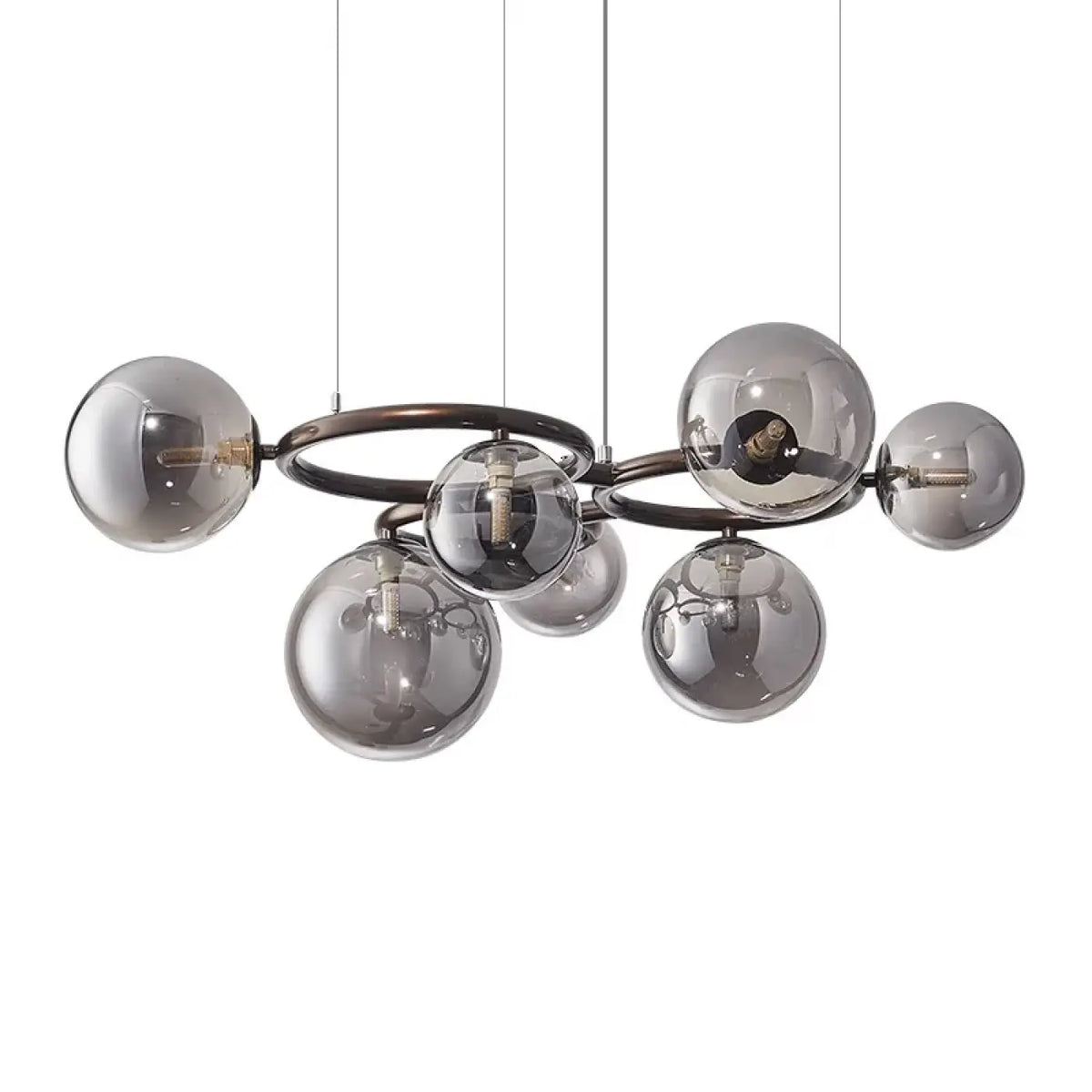 Suspension à boules de verre gris fumé, tailles S, M et L