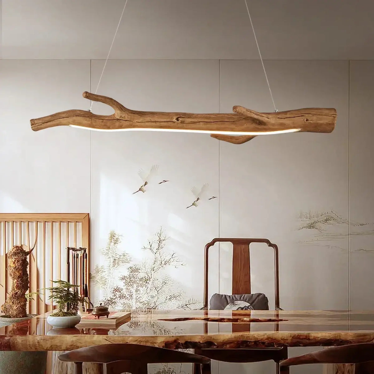 Suspension branche en bois brut, deux tailles S et M