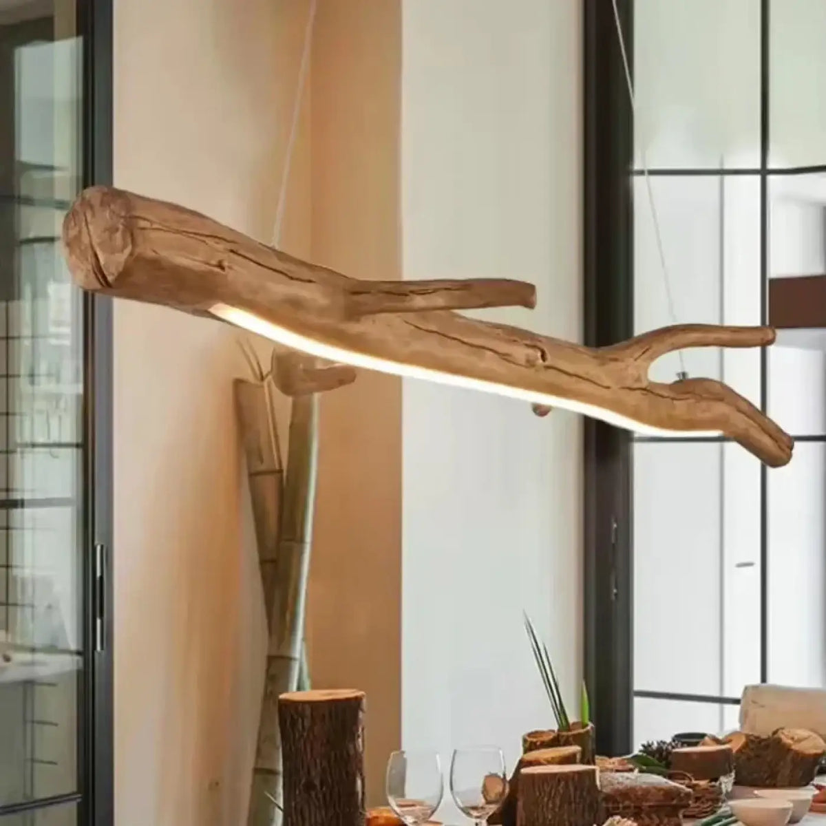 Suspension branche en bois brut, deux tailles S et M