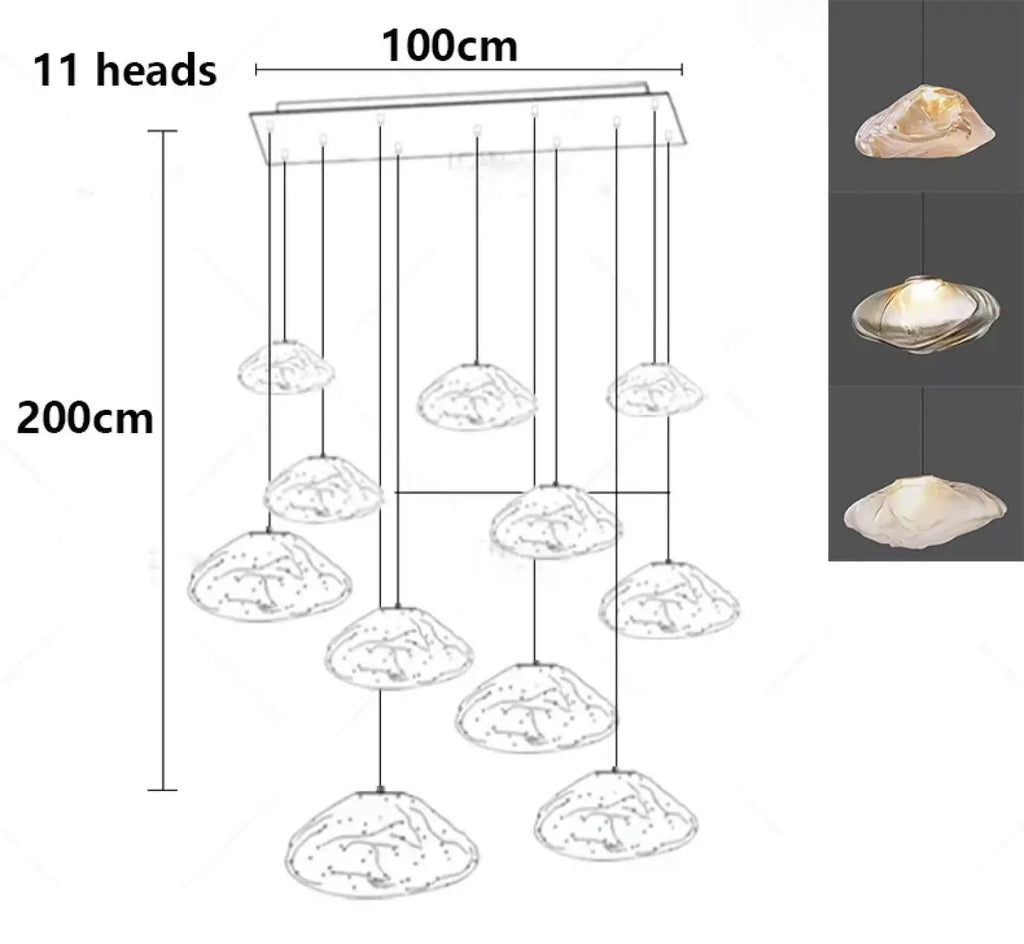 Suspension cascade en verre organique, tailles S à XL