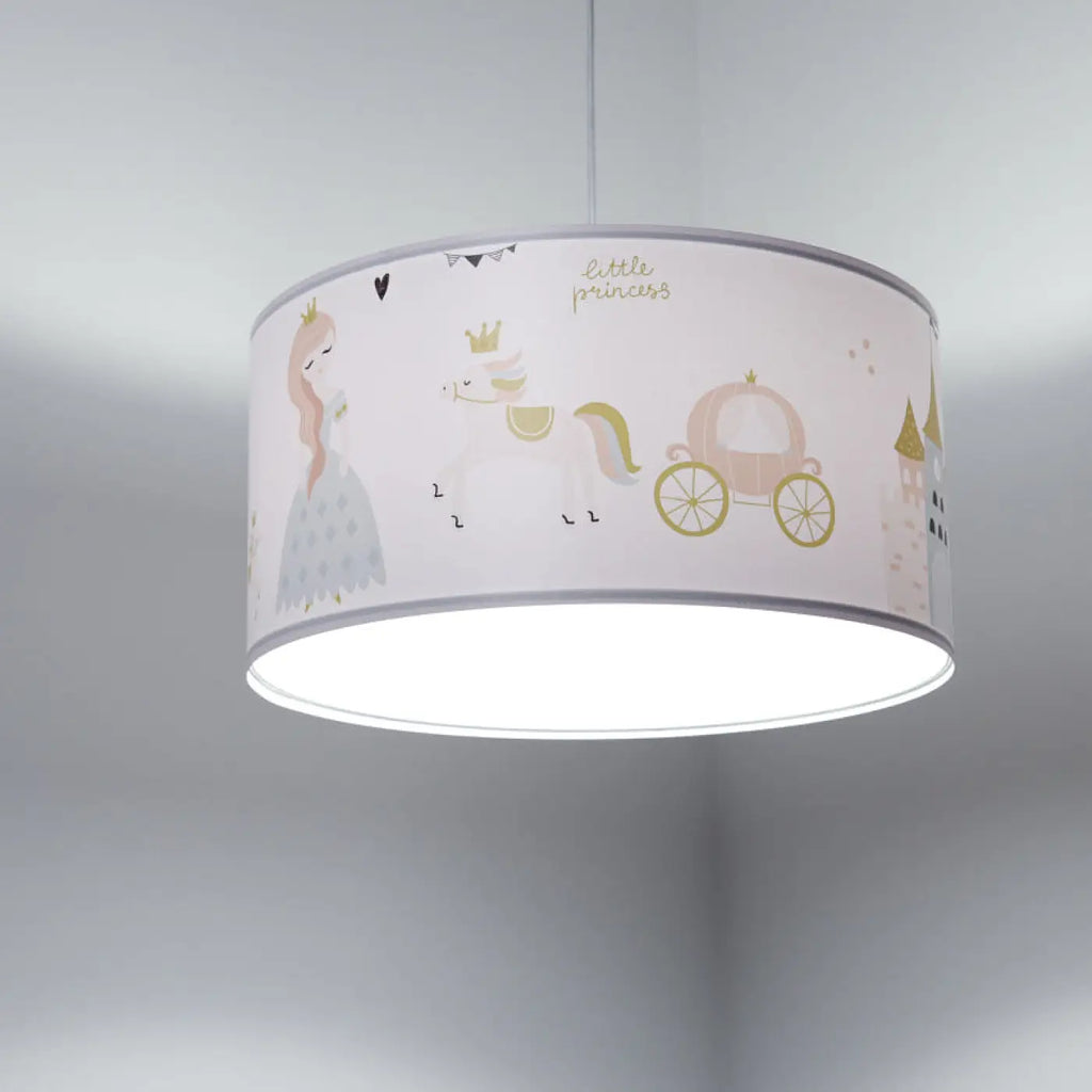 Suspension enfant princesse, cylindre rose et doré, trois tailles