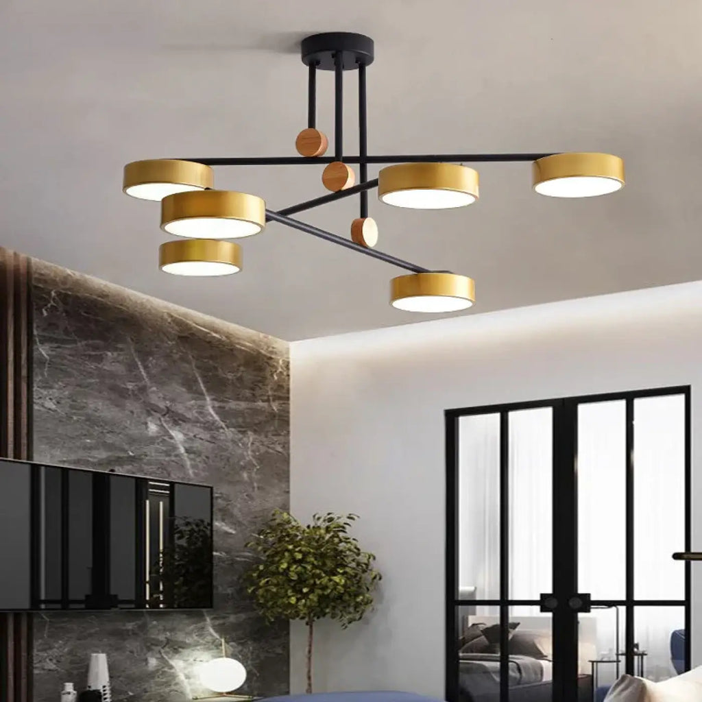 Suspension chic en métal et bois, jaune, gris ou rose