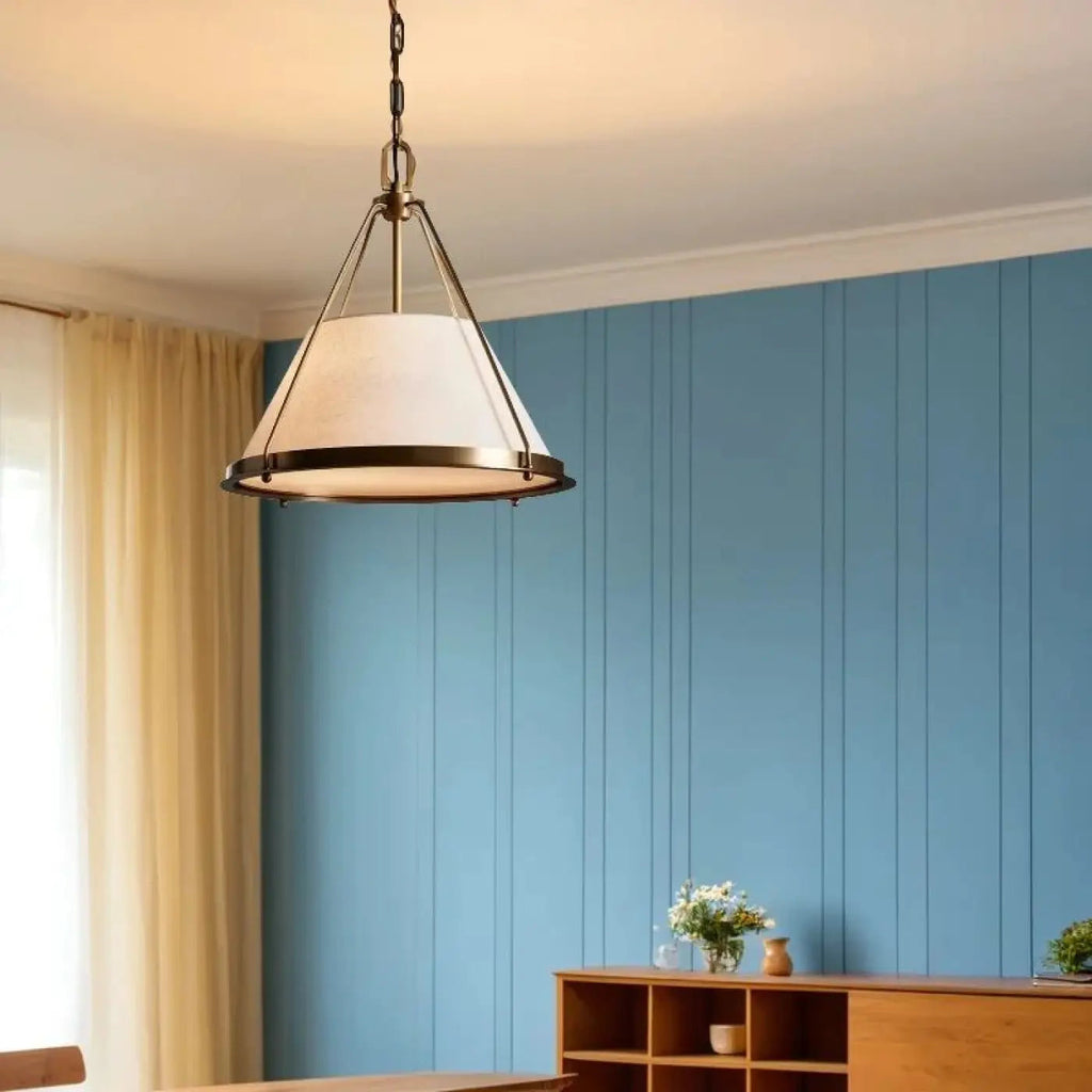 Suspension vintage en tissu et métal, noire ou dorée