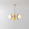 Suspension à globes opalins et panneaux ambrés, quatre tailles, orange