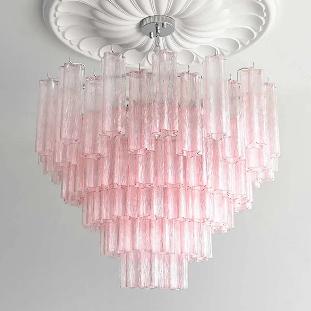 Suspension en verre transparent, blanche ou rose, de S à XXL
