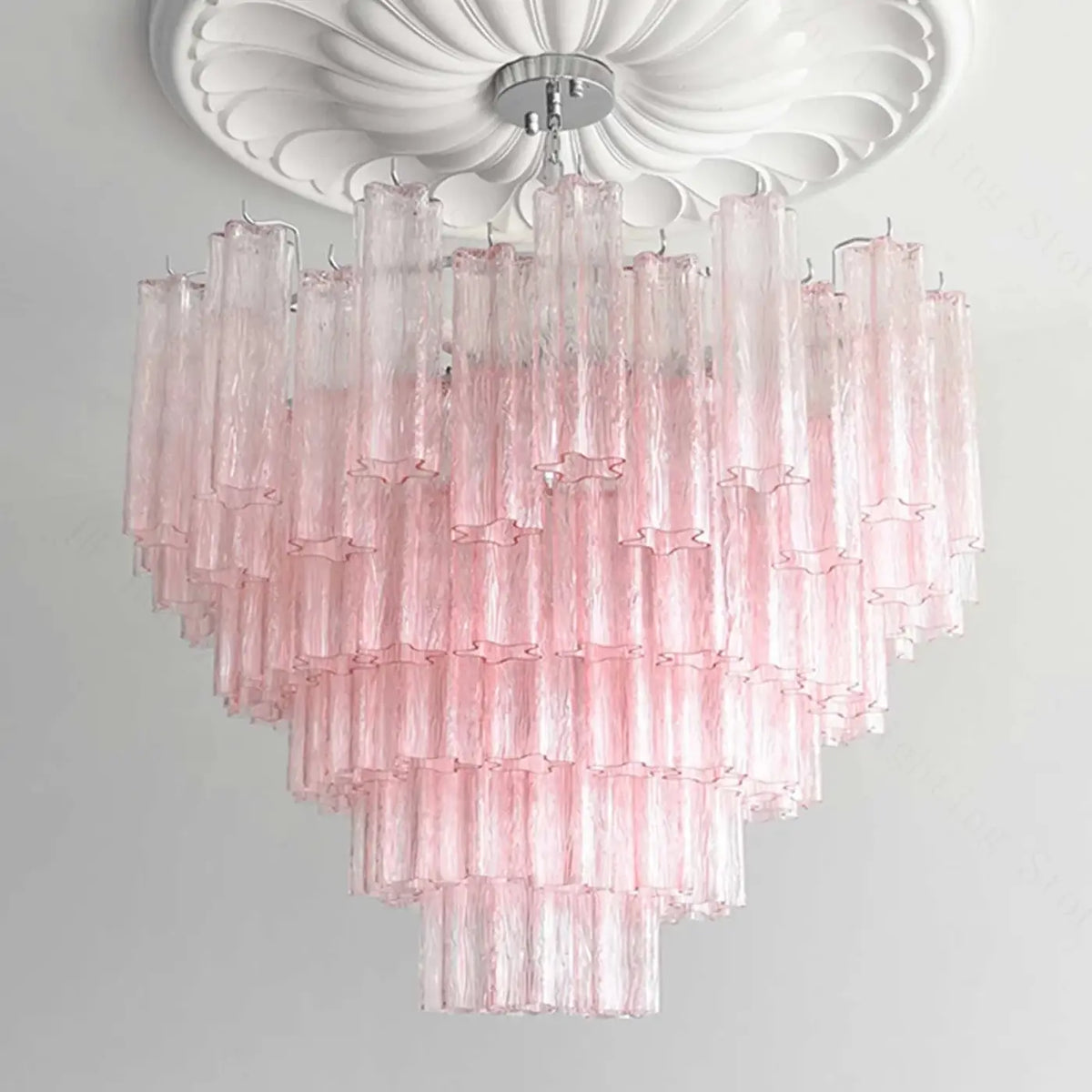 Suspension en verre transparent, blanche ou rose, de S à XXL