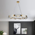 Suspension anneau en cristal et laiton, trois tailles S, M, L