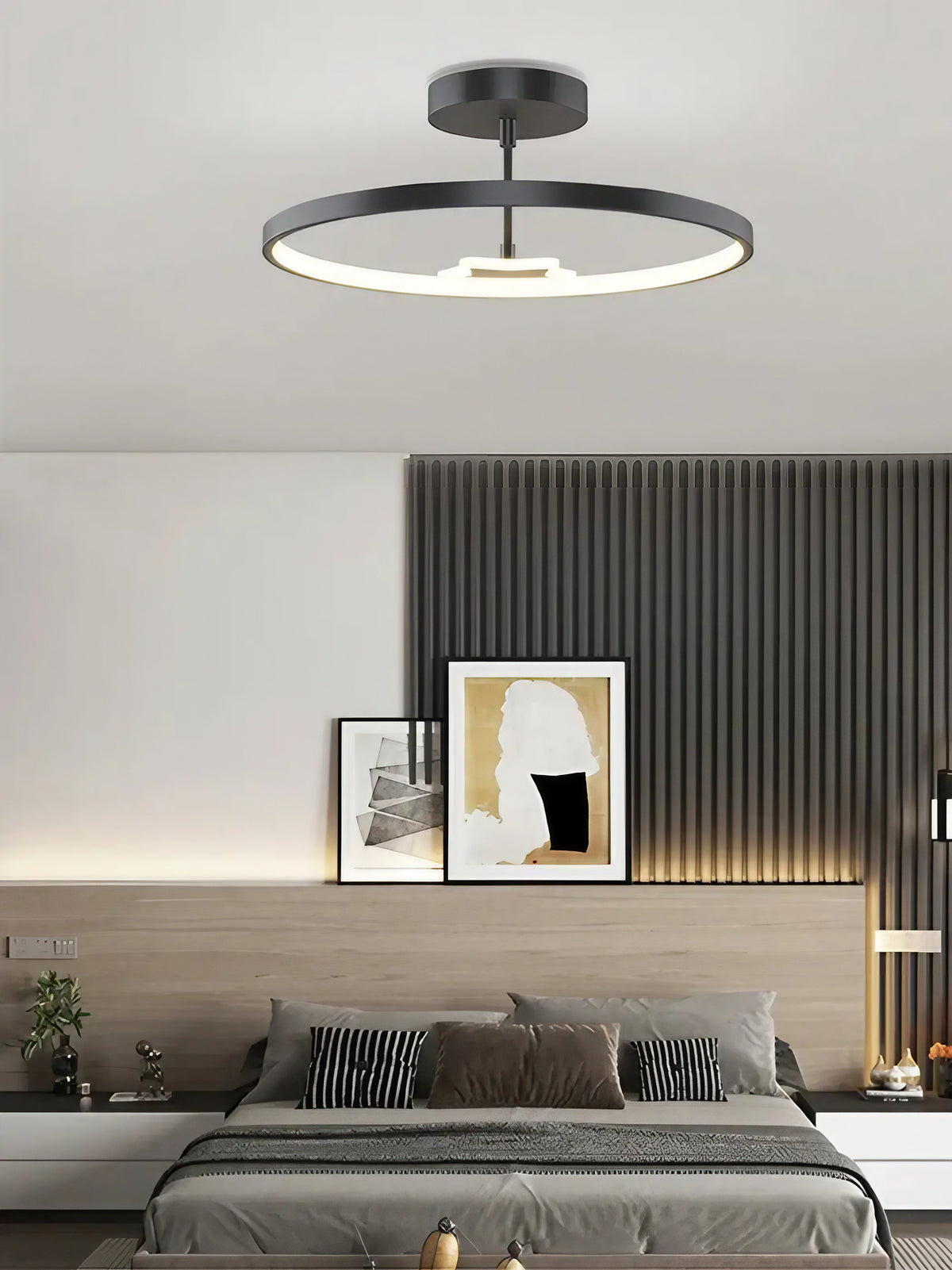 Suspension circulaire en métal minimaliste, trois coloris