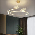 Suspension anneau LED à trois papillons dorés, tailles S, M, L