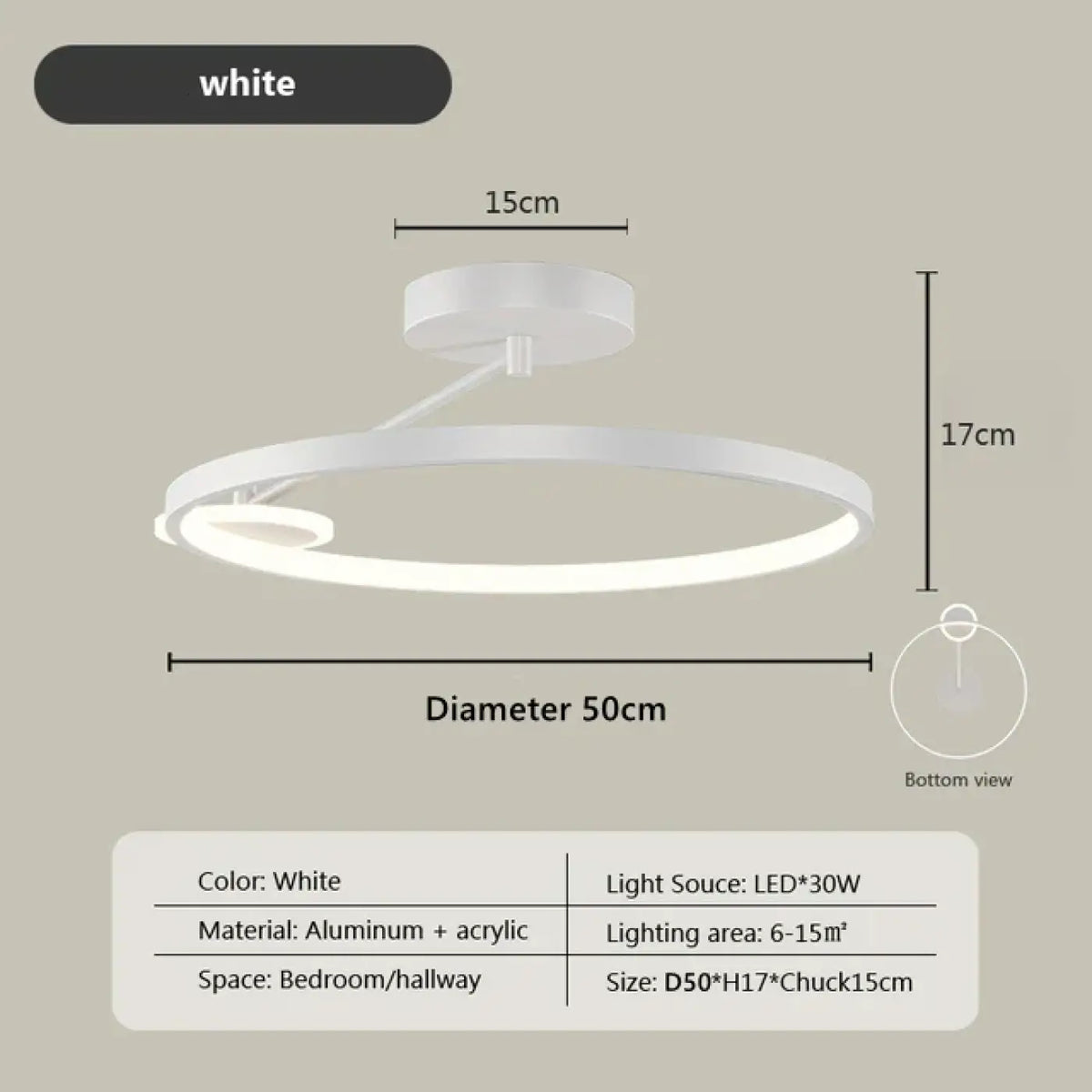 Suspension circulaire en métal minimaliste, trois coloris