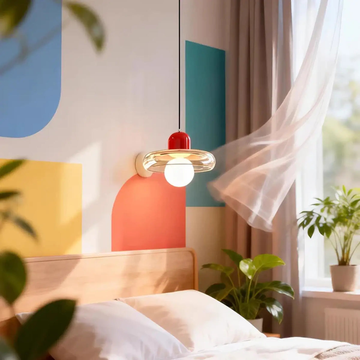 Suspension colorée pour une déco moderne, bleue ou rouge