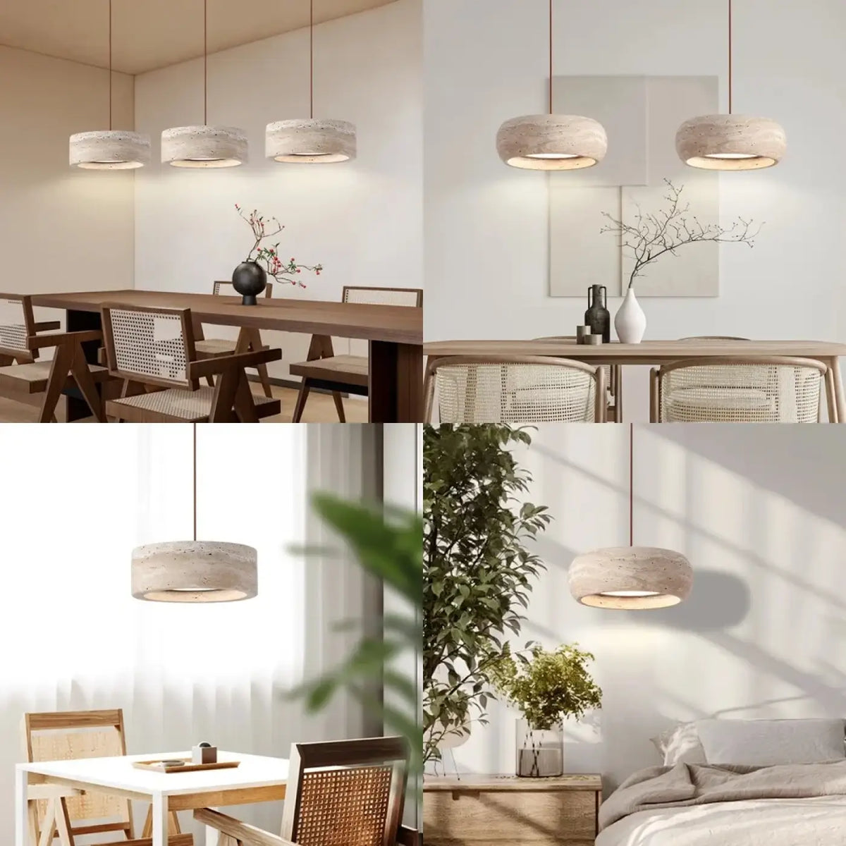 Suspension pierre et métal, une, deux ou trois lampes