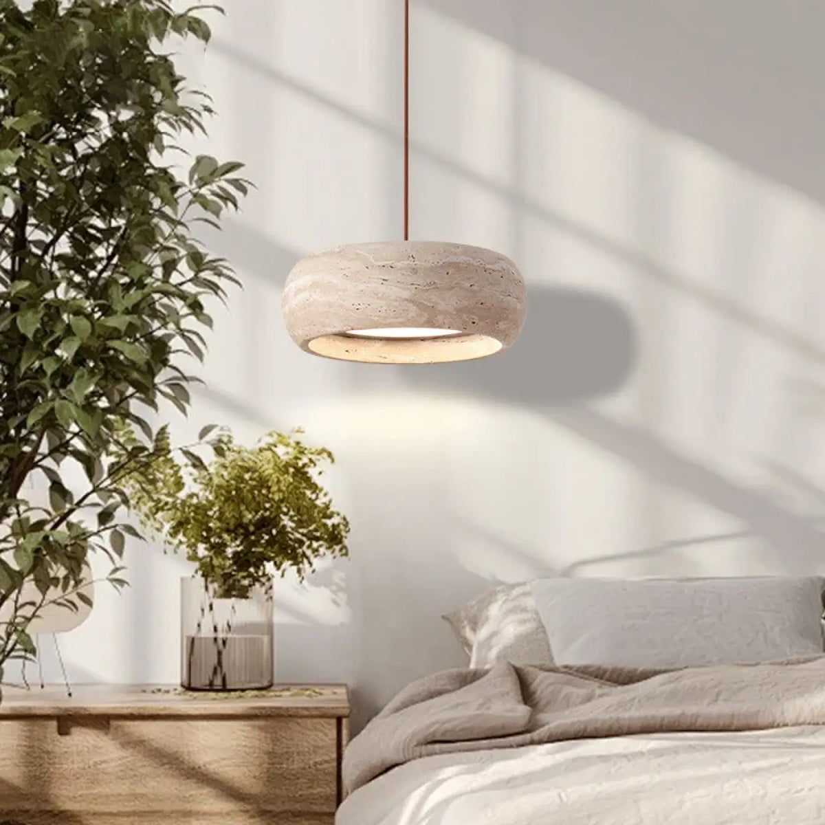 Suspension pierre et métal, une, deux ou trois lampes