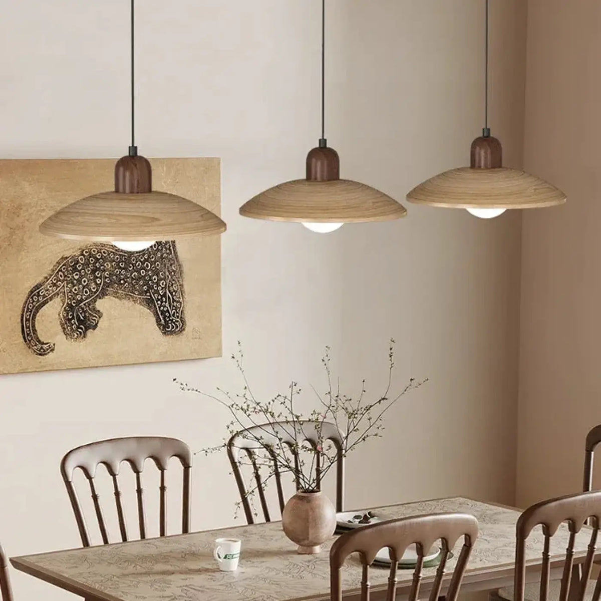 Suspension verre et métal, une à trois têtes, marron ou beige