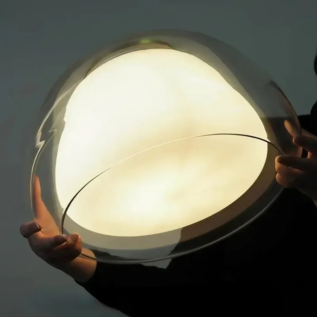 Suspension en verre transparent et blanc, blanc chaud ou froid