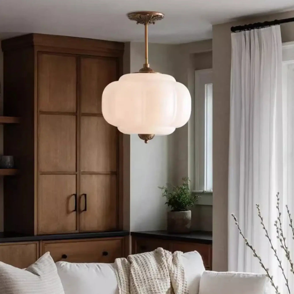 Suspension contemporaine en verre opale, blanche ou verte, blanc