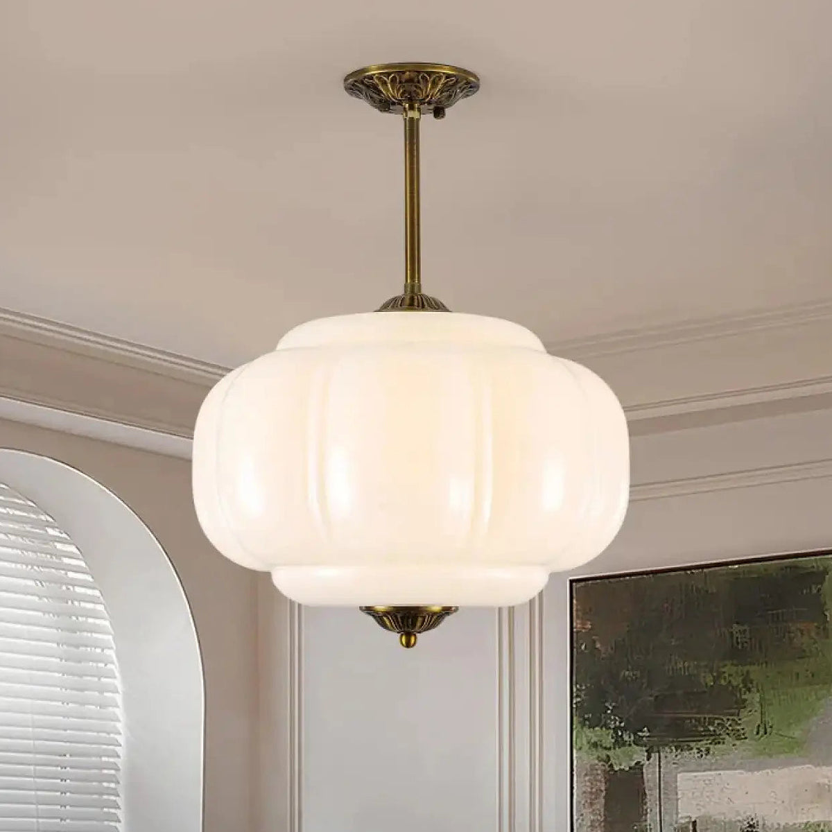 Suspension contemporaine en verre opale, blanche ou verte