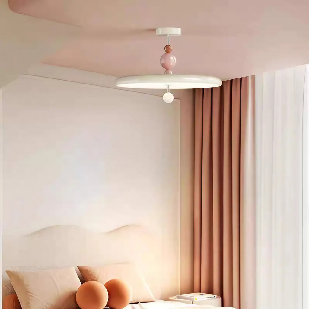 Suspension blanche contemporaine à détails rose poudré, tailles S et M