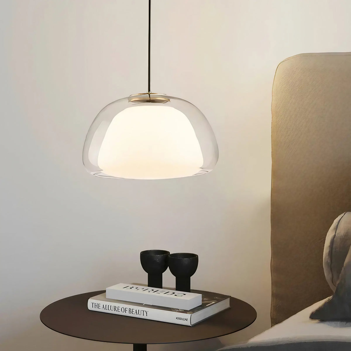 Suspension en verre gris, ambré ou transparent, tailles S et M