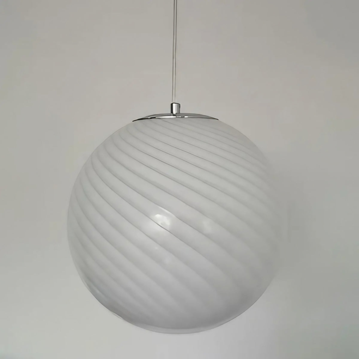 Suspension boule en verre soufflé, blanche ou bleue, S, M ou L, blanc