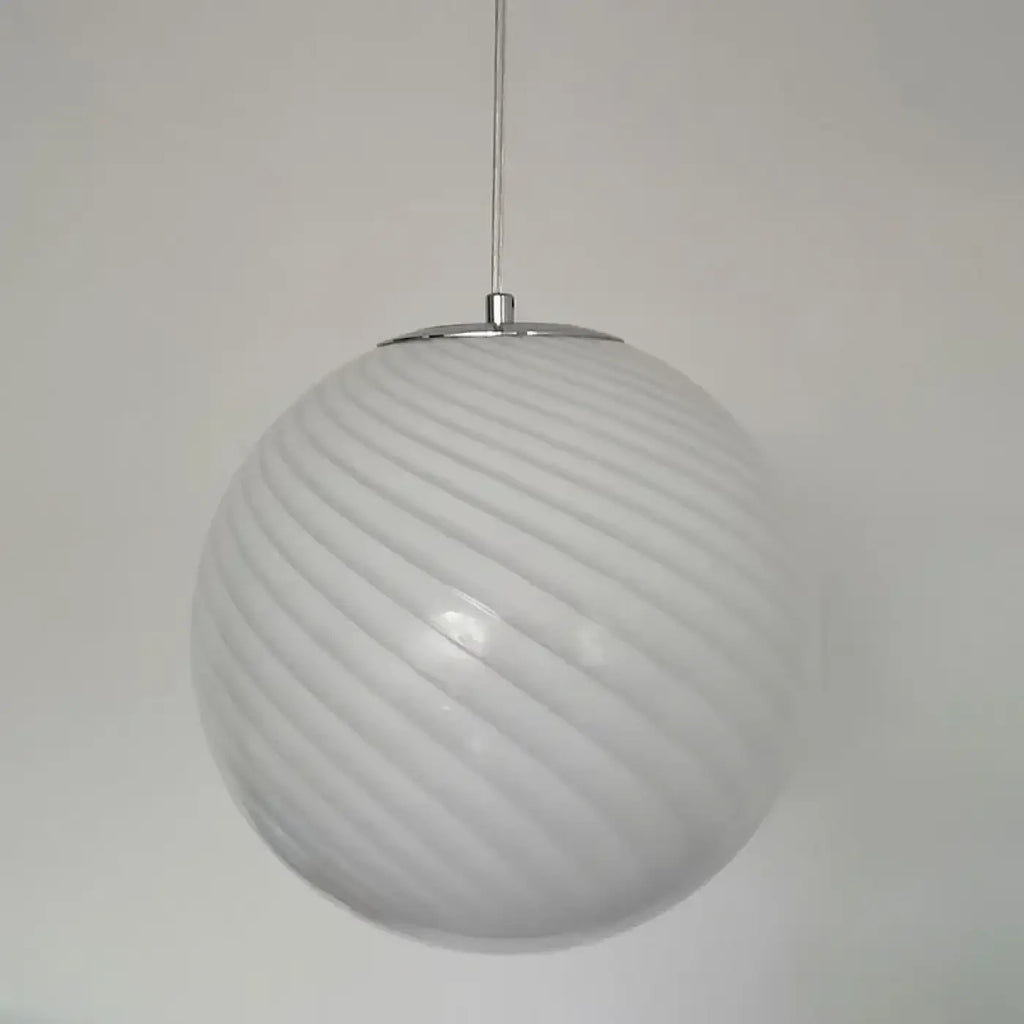 Suspension boule en verre soufflé, blanche ou bleue, S, M ou L, blanc