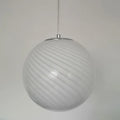 Suspension boule en verre soufflé, blanche ou bleue, S, M ou L, blanc