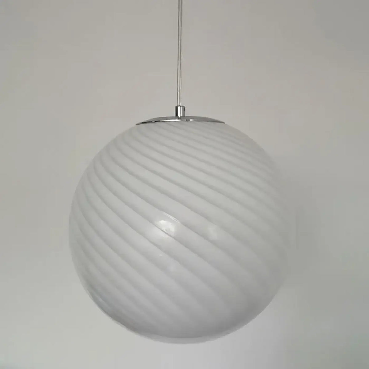Suspension boule en verre soufflé, blanche ou bleue, S, M ou L, blanc