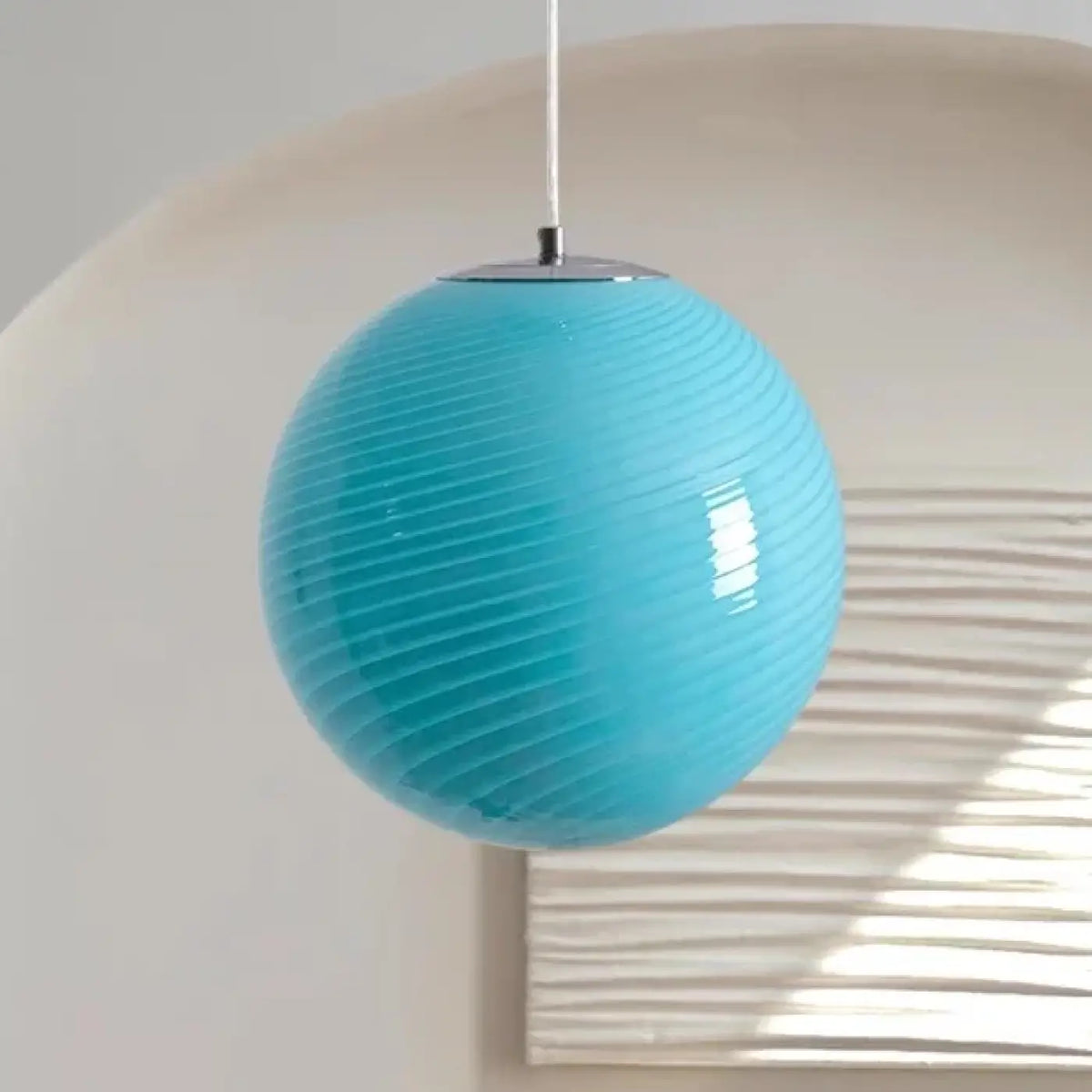 Suspension boule en verre soufflé, blanche ou bleue, S, M ou L, bleu