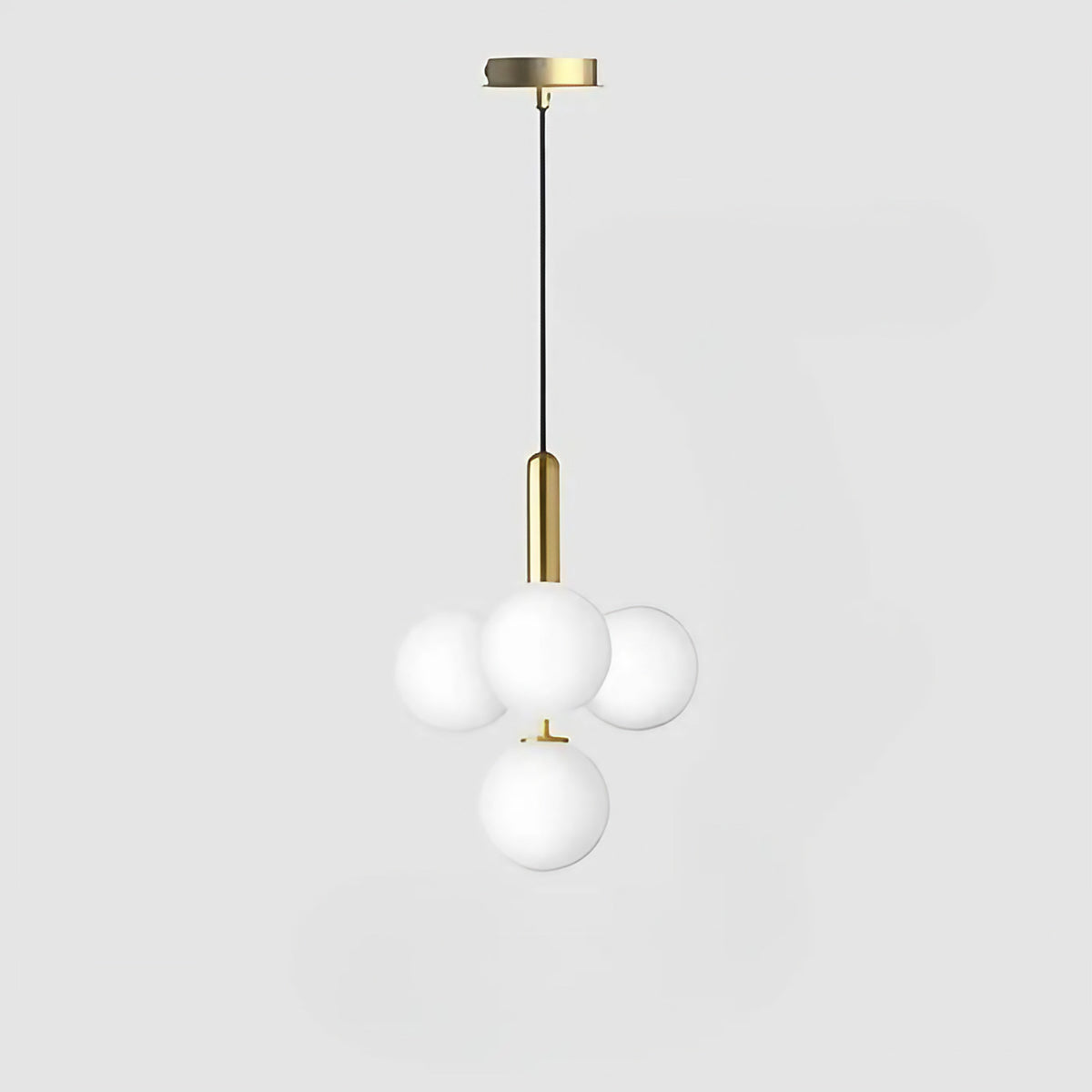 Suspension à globes en verre givré, doré ou noir, trois modèles, doré