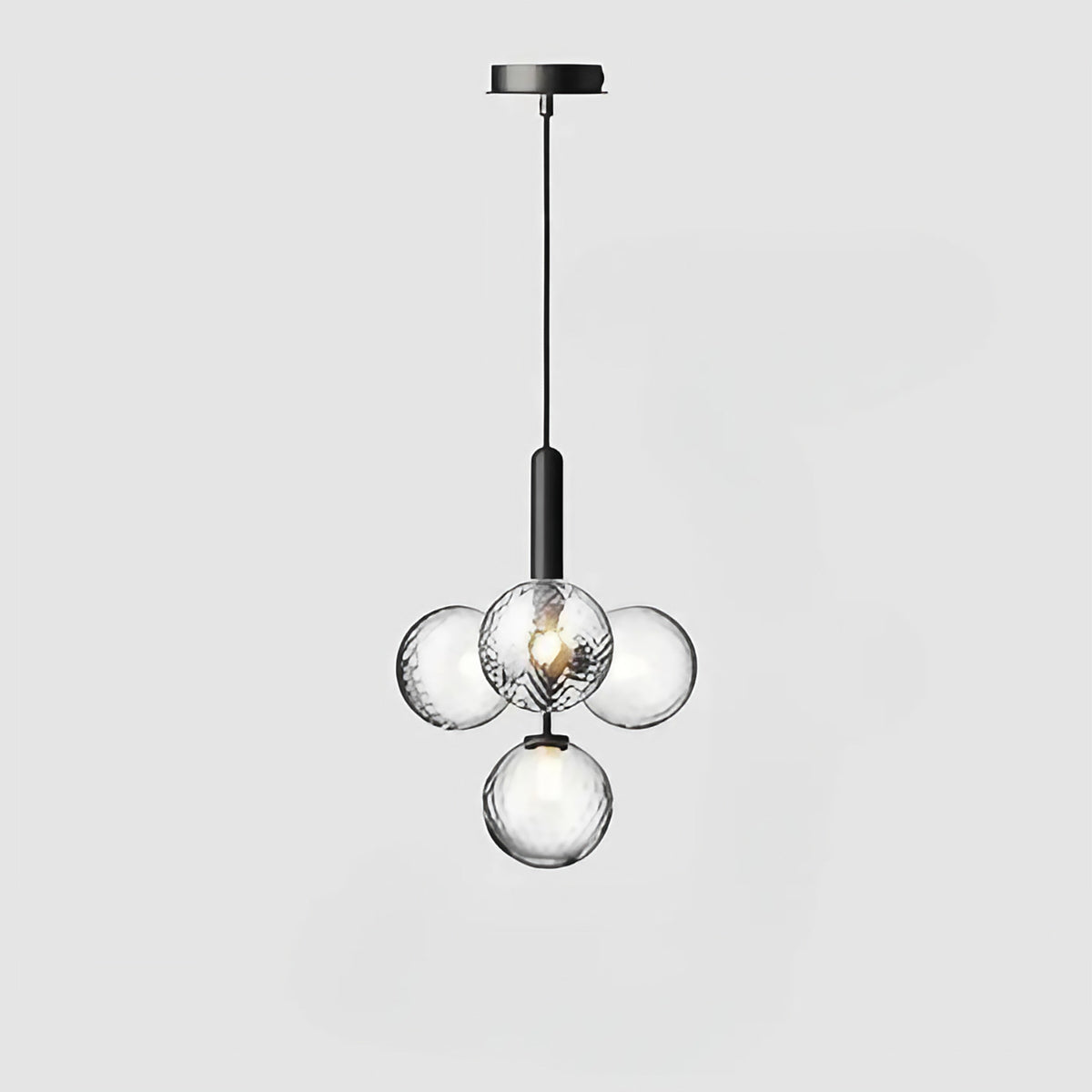 Suspension à globes en verre givré, doré ou noir, trois modèles, noir