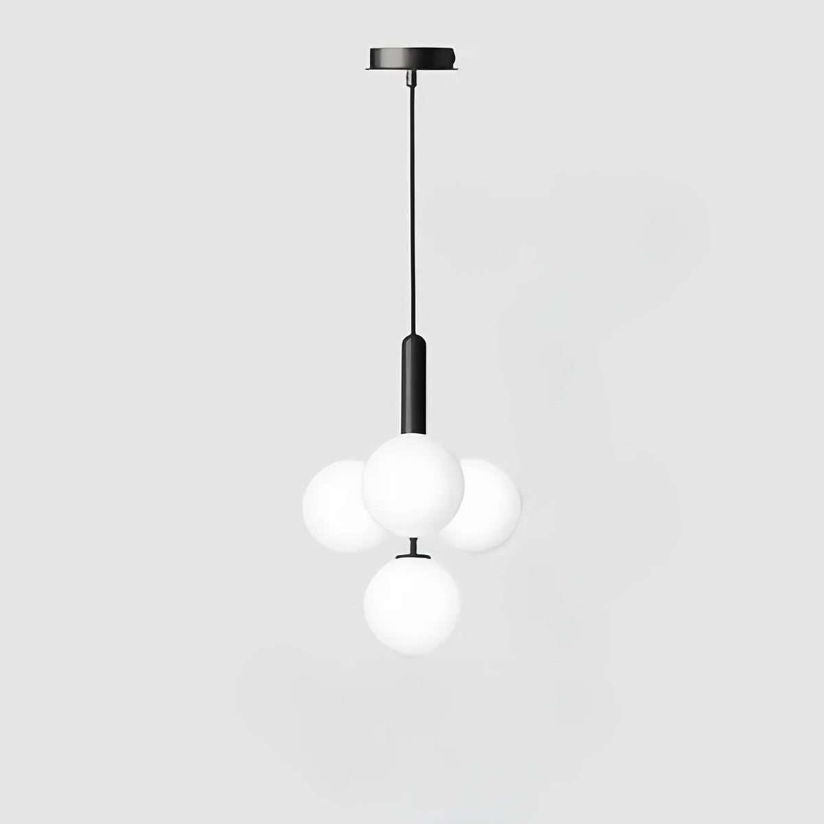 Suspension à globes en verre givré, doré ou noir, trois modèles, noir