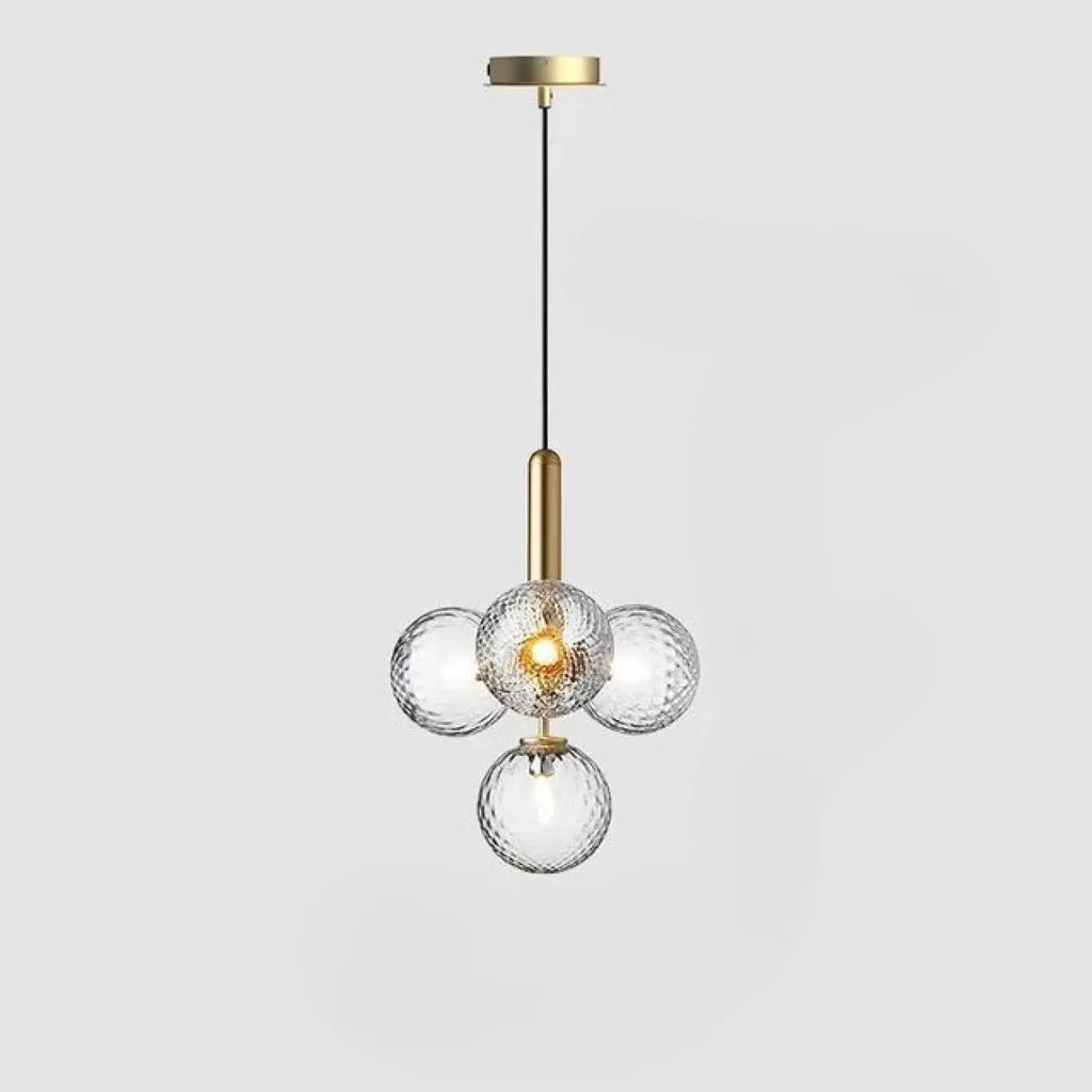 Suspension à globes en verre givré, doré ou noir, trois modèles, doré