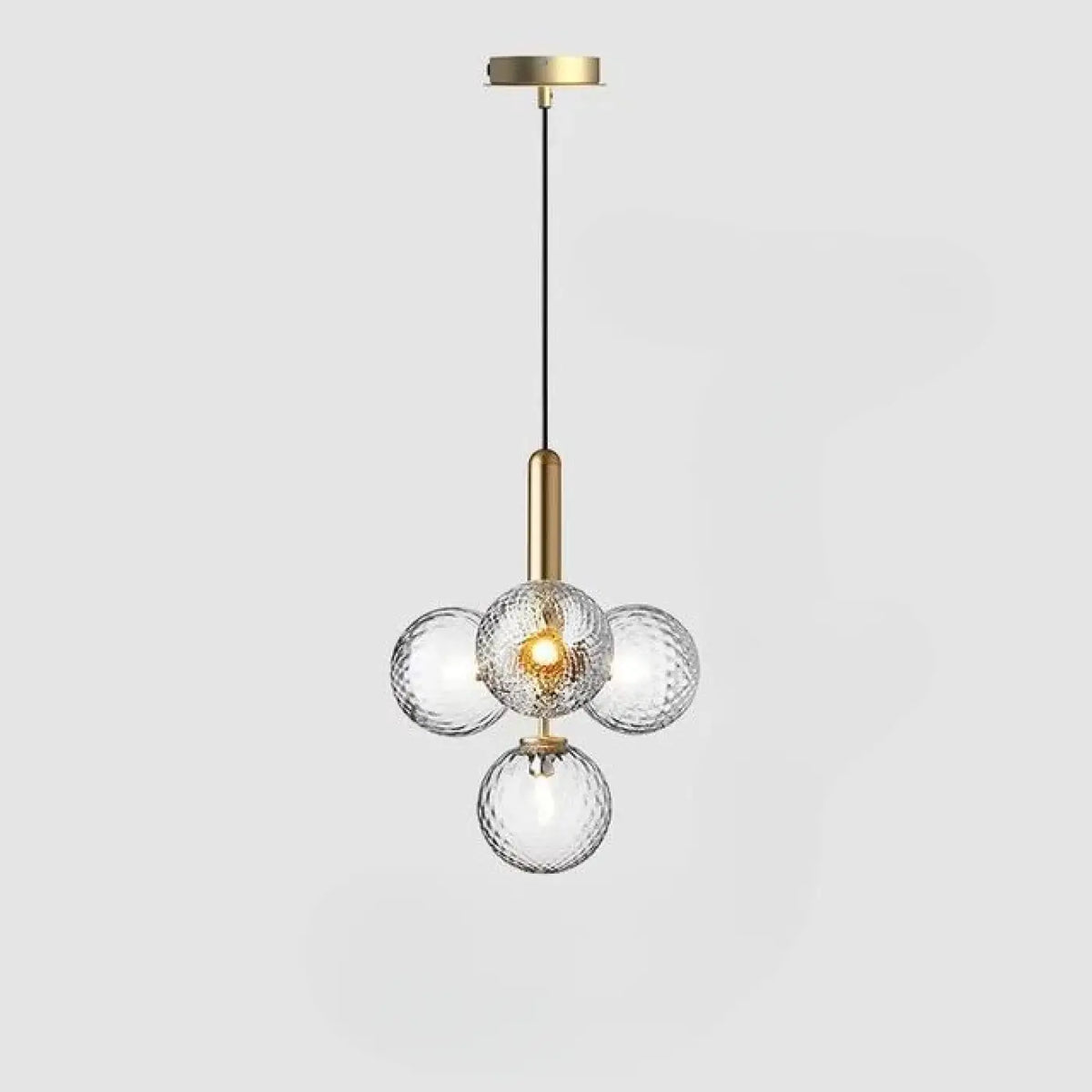 Suspension à globes en verre givré, doré ou noir, trois modèles, doré