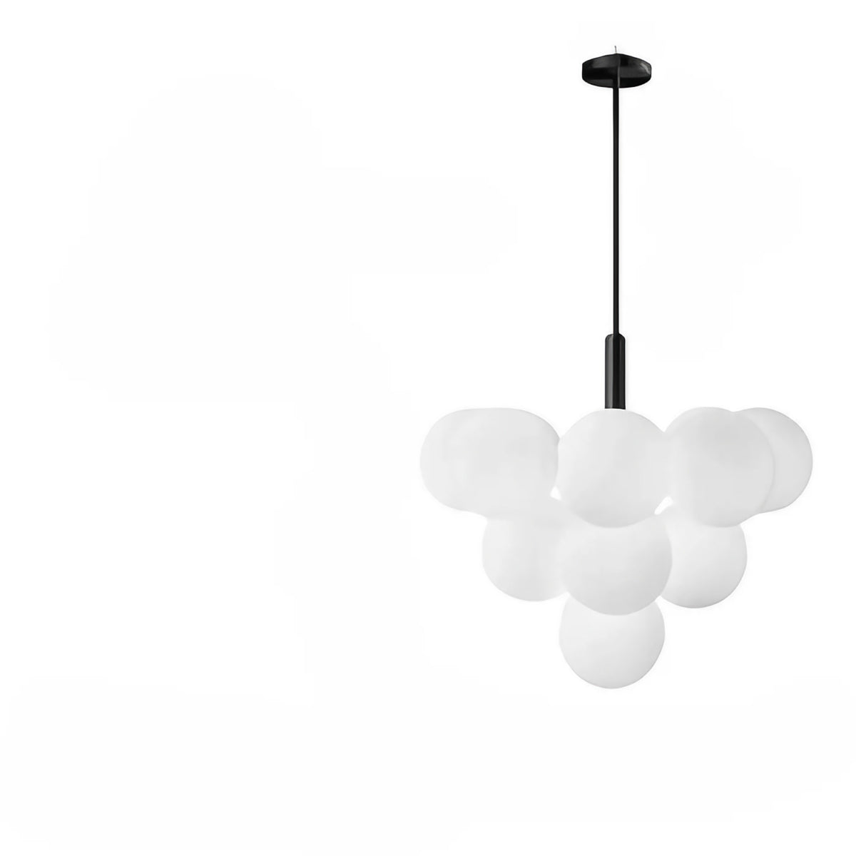 Suspension à globes en verre givré, doré ou noir, trois modèles, noir