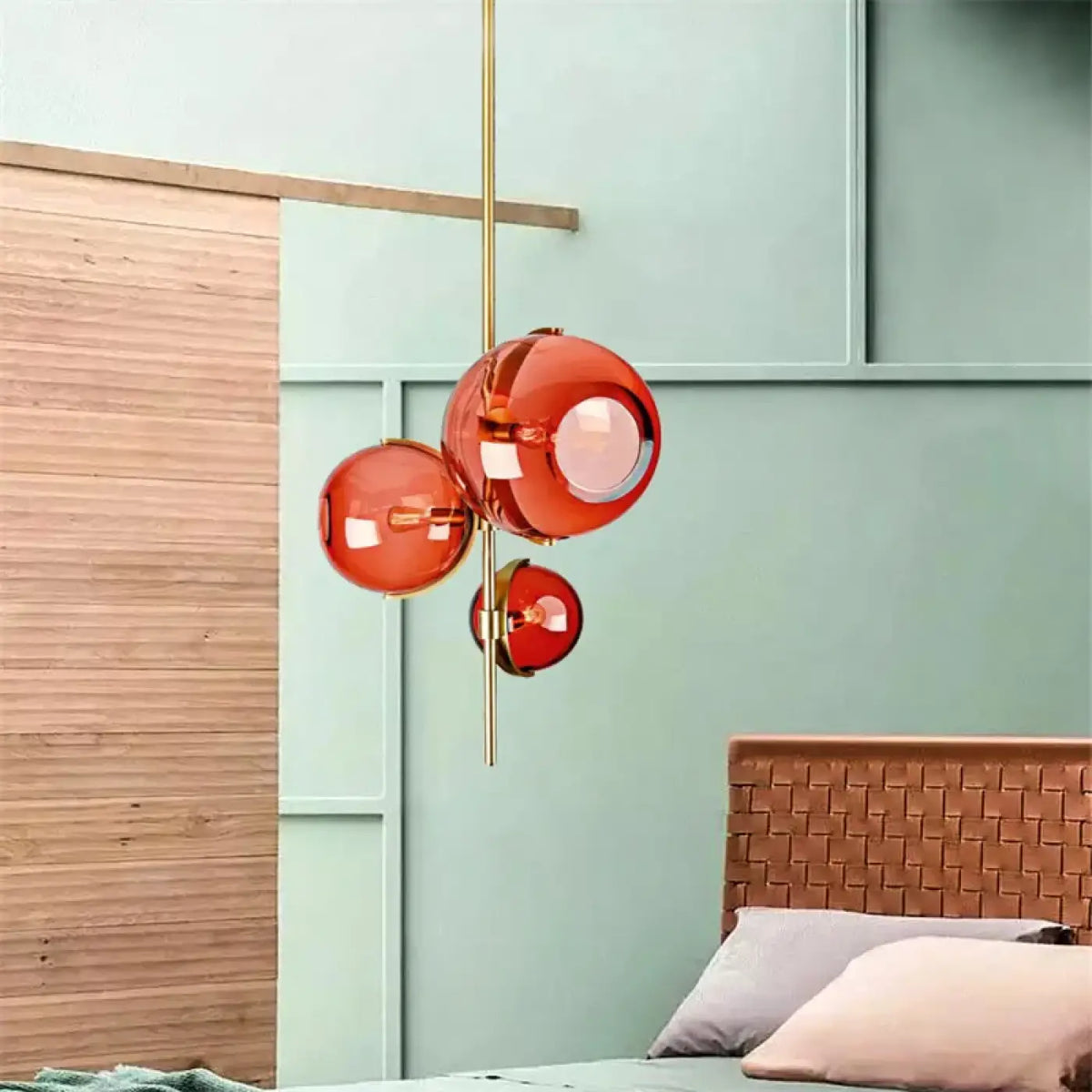 Suspension grappe de boules en verre coloré, blanc chaud ou froid