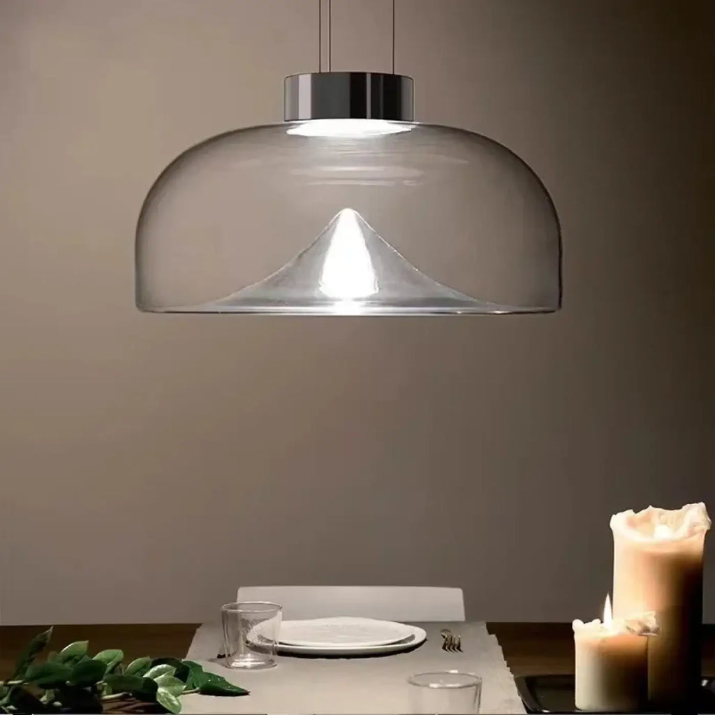 Suspension contemporaine en verre transparent fumé
