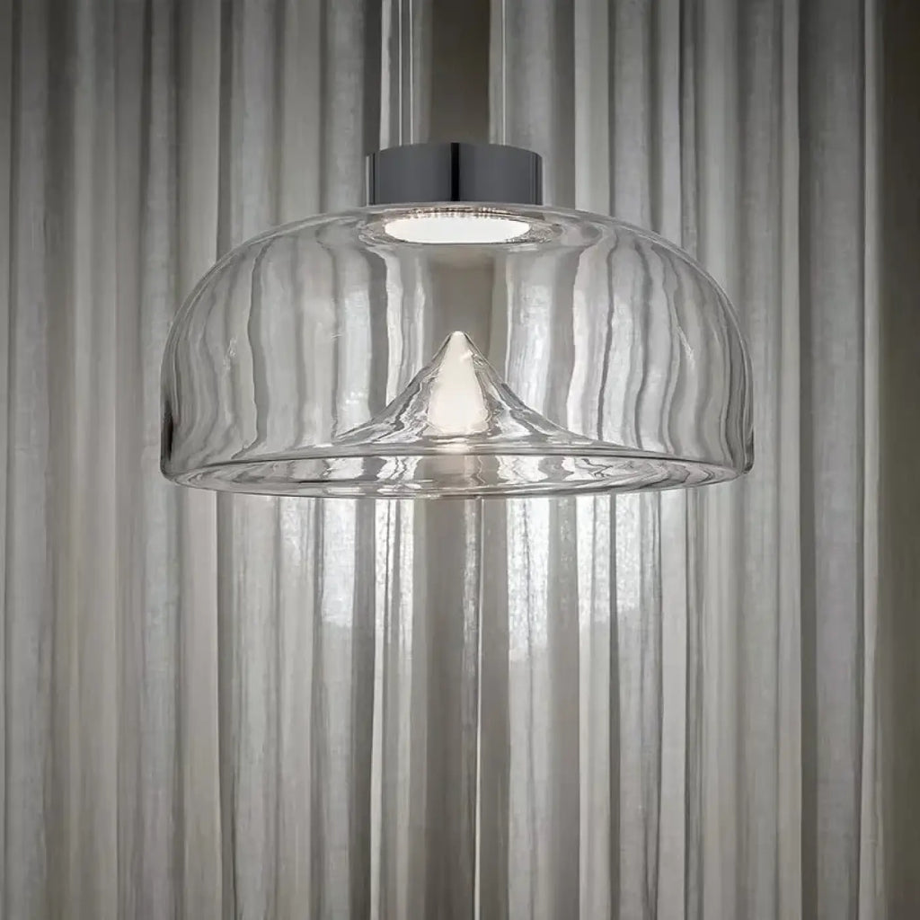 Suspension contemporaine en verre transparent fumé