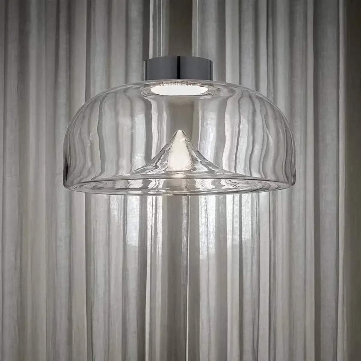 Suspension contemporaine en verre transparent fumé