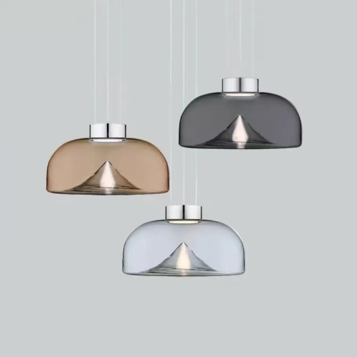 Suspension contemporaine en verre transparent fumé