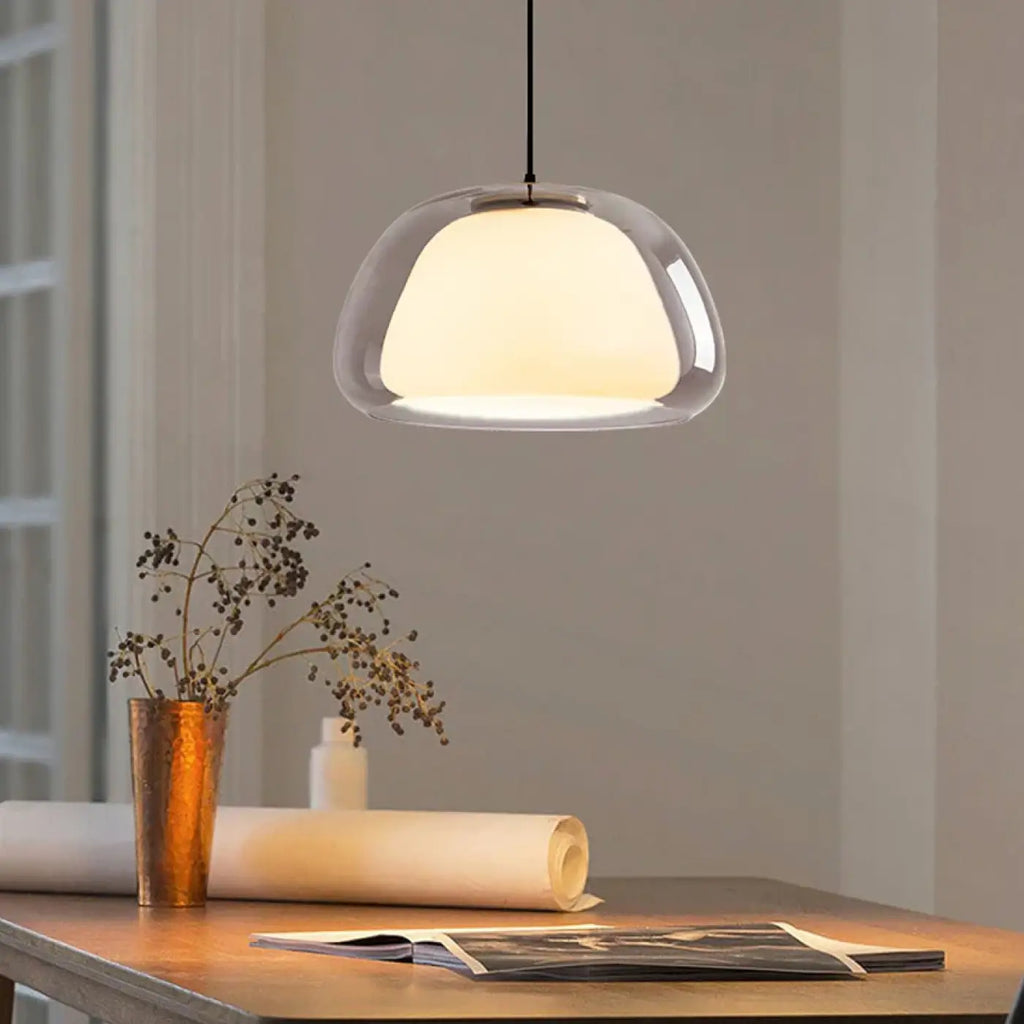 Suspension en verre gris, ambré ou transparent, tailles S et M