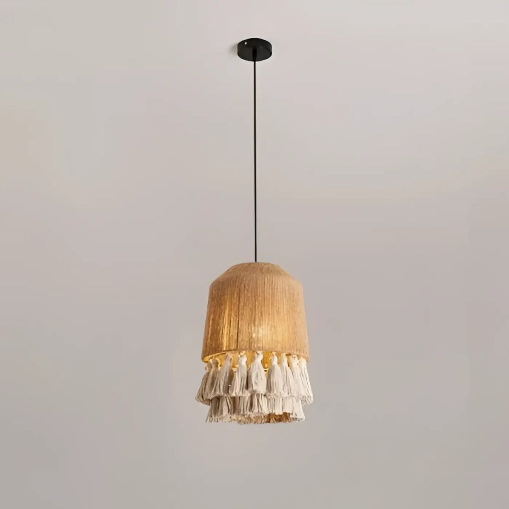 Suspension en corde naturelle à franges, trois modèles, S à XL