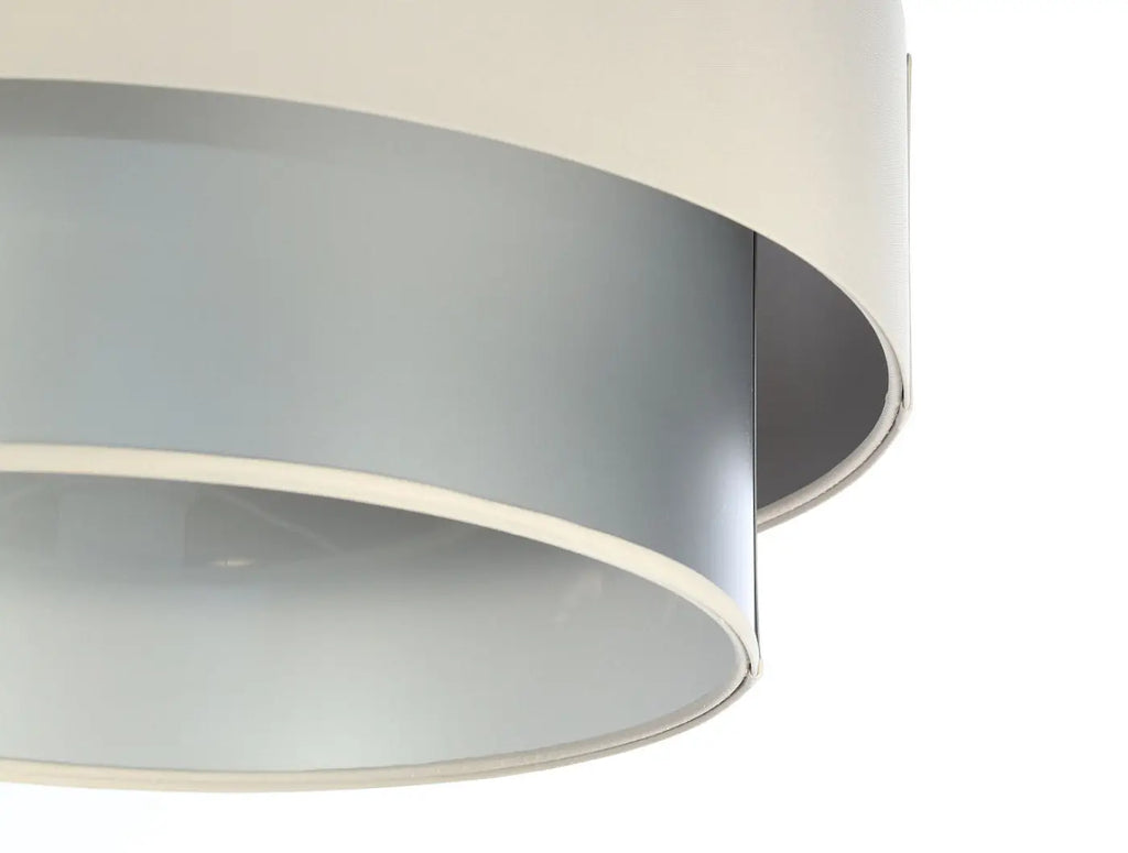 Suspension cylindre en tissu crème et argent, tailles S, M et L