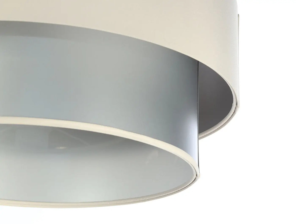 Suspension cylindre en tissu crème et argent, tailles S, M et L