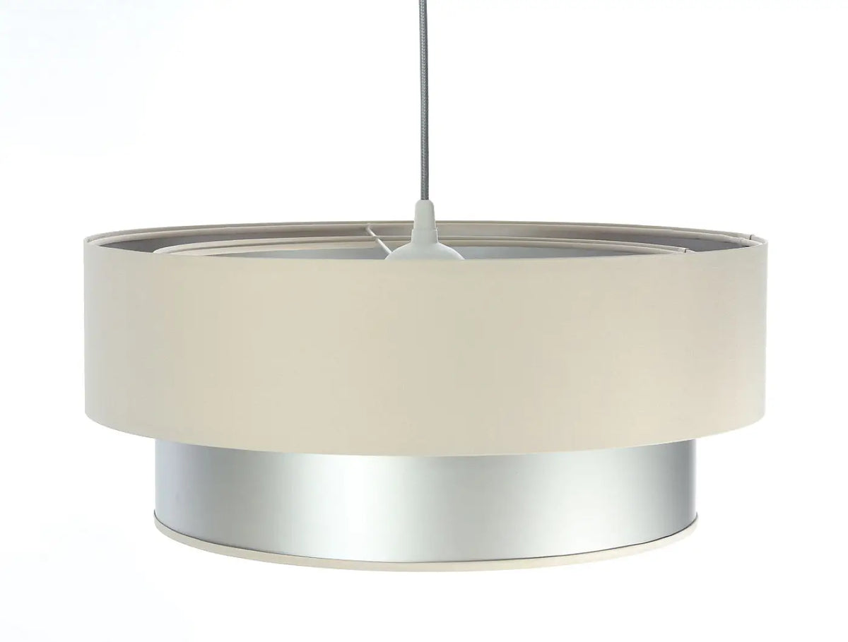 Suspension cylindre en tissu crème et argent, tailles S, M et L