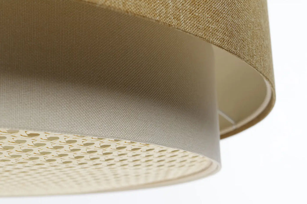 Suspension luminaire crème, caramel et écru, style bohème chic